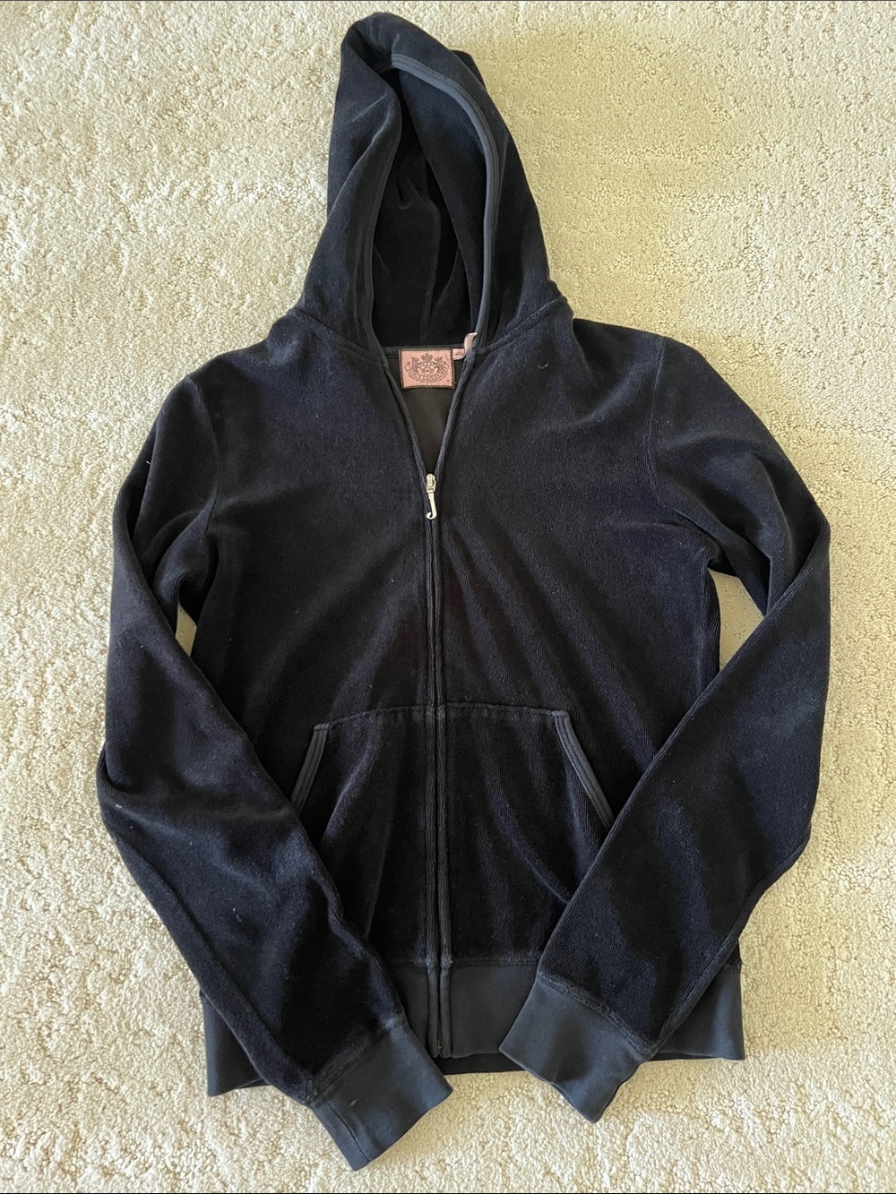Juicy Couture Black Terry  Zip-Up Hoodie